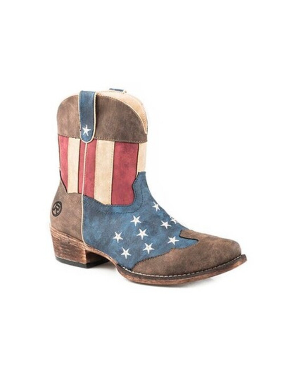 Roper Flotus Shortie Cowboy Boots Womens 9.5 Stars Stripes Western Americana